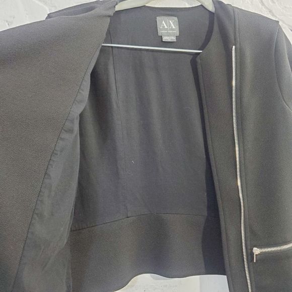 Armani Exchange Solid BLack  crop zip up jacket size small - Picture 11 of 11